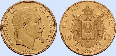 50 Francs NAPOLEON III Tte laure